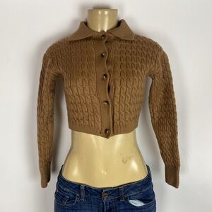 Aritzia Wilfred Free Nextdoor Crop Fitted Wool Sweater Size SX